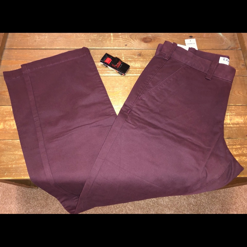 Express Finn slim fit burgundy 29x30